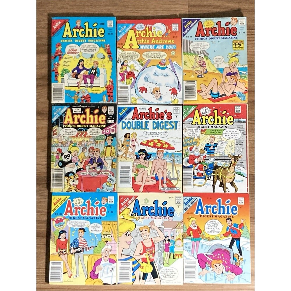 Archie Andrews Comic Digest (1983-93) Lot of 9 Books, Riverdale, Jughead, Betty